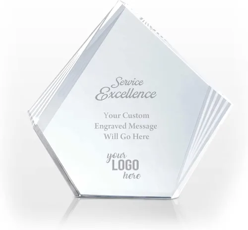 Baudville Trofeo de cristal decorativo grabado – pico – grabado personalizado de hasta tres líneas y selección de versos preescritos – Premio de