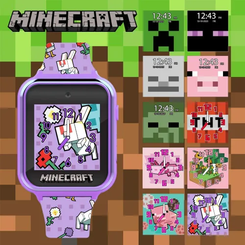 Miniatura 3 de Minecraft - Reloj inteligente para niños con 10 caras de reloj, selfie y cámara de video, contador de pasos, grabadora de voz, juegos divertidos