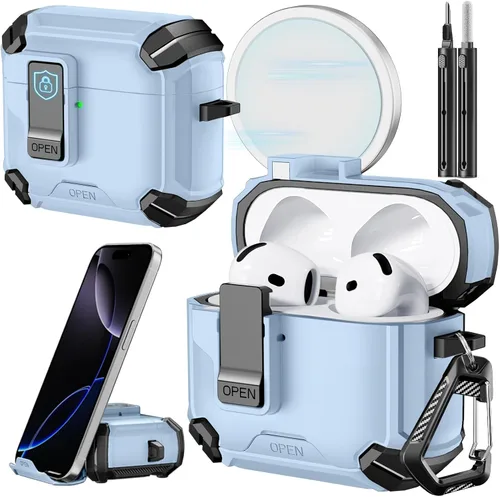 Miniatura 55 de Inesore for AirPods Pro 3 Case (2025) with Phone Stand Design, Compatible with MagSafe, Auto-Locking Case Cover for Air Pods Pro 3rd with Cleaning