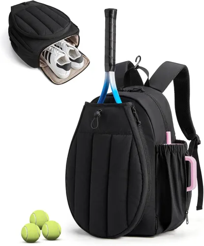 Miniatura 14 de BAGSMART - Bolsa de tenis y gimnasio para mujeres, con compartimento para 2 raquetas, compartimento para zapatos y bolsillo para cosas húmedas