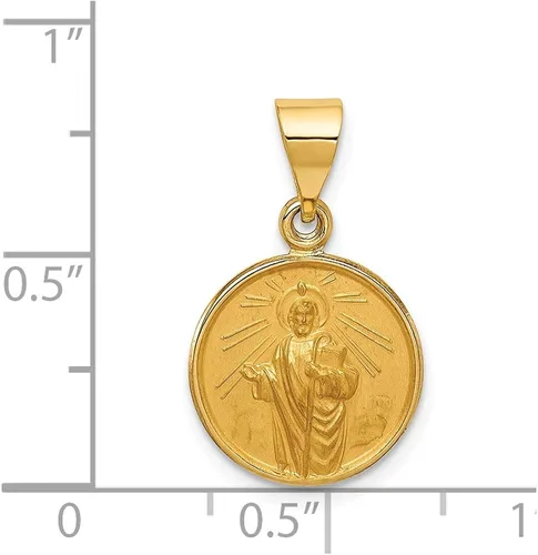Miniatura 3 de Colgante de medalla de San Judas de oro amarillo macizo de 18 quilates patrón católico 0866in x 0512in