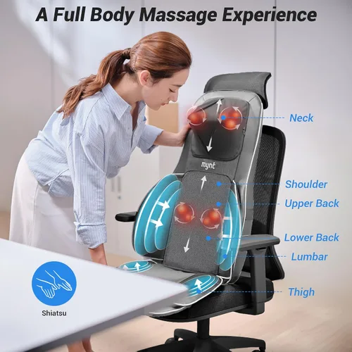 Miniatura 3 de Mynt Masajeador de Espalda y Cuello para Alivio del Dolor de Tejido Profundo, Masajeador de Cuello y Espalda Shiatsu 3D de Acupresión con Calor, Gris
