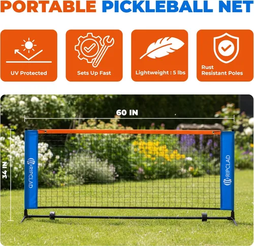 Miniatura 2 de Mini red de pickleball de 5 pies portátil para exteriores e interiores, pequeña red de pickleball para práctica, fácil de instalar, diseño ligero