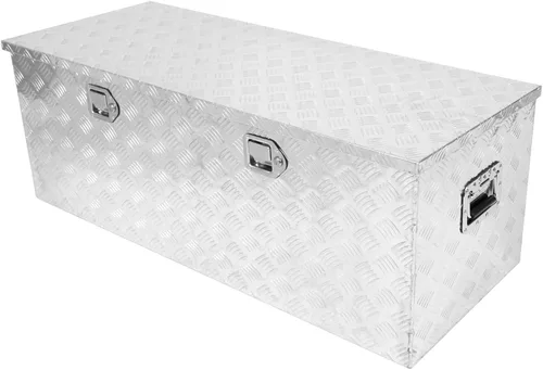 Miniatura 14 de confote Caja de herramientas de 20 pulgadas con rayas de aluminio plateado para cama de camioneta pickup, remolque RV, organizador de almacenamiento