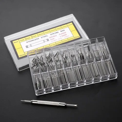 Miniatura 7 de NICERIO 400 piezas de correa de reloj profesional de acero inoxidable, barras de resorte con herramienta de reparación de removedor, 0.236 in