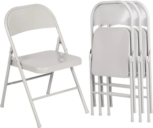Miniatura 15 de VECELO Juego de 4 sillas plegables de metal, marco de acero con doble bisagra, fácil de plegar y apilar, para oficina, cocina, comedor, boda, patio