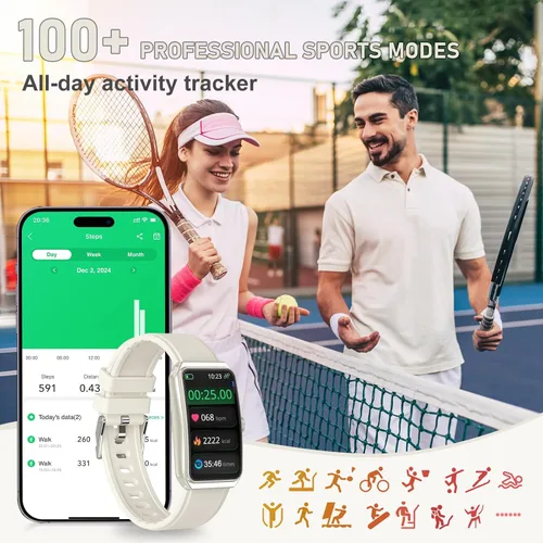 Miniatura 4 de Rastreador de actividad física con frecuencia cardíaca 24/7, oxígeno en sangre, rastreador de sueño, reloj de fitness impermeable, rastreador