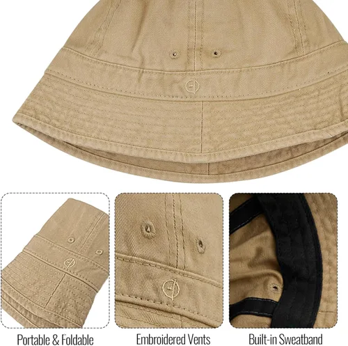 Miniatura 5 de Croogo Sombrero de pescador lavado retro sombrero de playa unisex al aire libre pescador gorra floppy sol safari verano sombrero