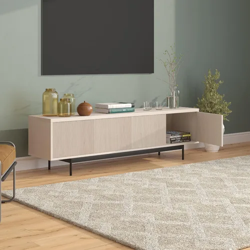 Miniatura 6 de Henn&Hart Whitman, soporte rectangular para TV de 70 pulgadas, color blanco aliso