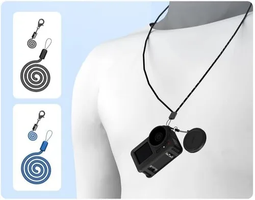 Miniatura 3 de Coyktonty Funda de silicona para DJI Action 4/Action 3, accesorios de funda protectora para OSMO Action 4 3, funda de silicona/correa a prueba
