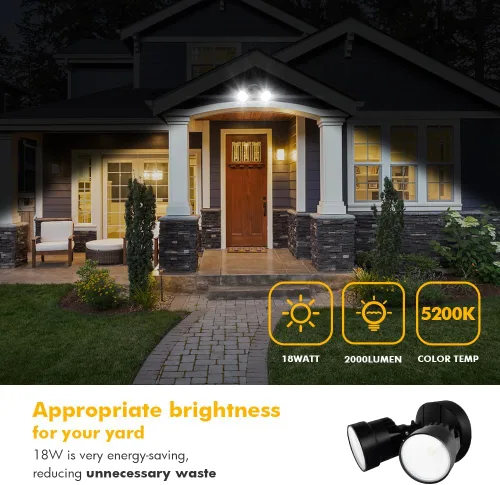 LUTEC 2 paquetes P6221B 2000 lúmenes 18 vatios 28 LED Luz de inundación de doble cabeza para exteriores, impermeable, luz de pared de seguridad para