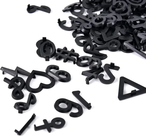 Miniatura 5 de Letras de fieltro para tablero de letras, caracteres precortados con bandeja de clasificación, letras de tablero de fieltro (negro de 1 pulgada plus)