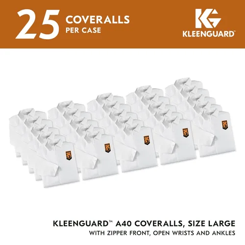 Miniatura 2 de KleenGuard™ A40 - Overol de protección contra líquidos y partículas (44303), cremallera frontal, blanco, grande (cantidad 25)