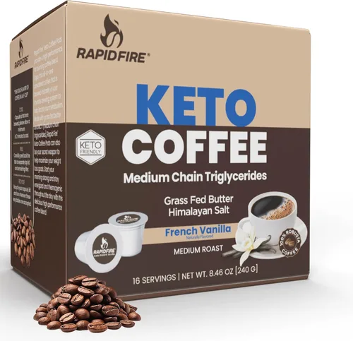 Miniatura 7 de Rapidfire Caramel Macchiato Cápsulas de café cetogénico de alto rendimiento, apoya la energía y el metabolismo, control de peso, taza K de una sola