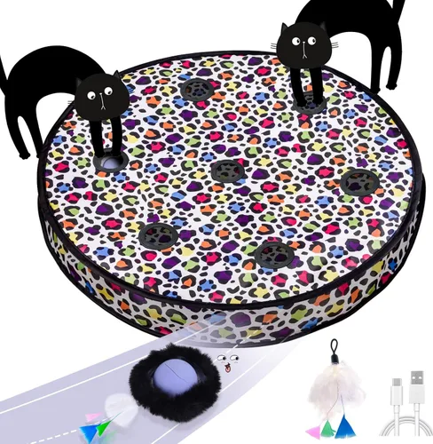 Miniatura 9 de ORSDA Pelota interactiva de juguetes para gatos, bola automática de rodadura rápida en bolsa, escondite para gatos de interior, juguete móvil