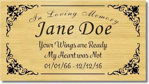 Placa conmemorativa con borde elegante, mensaje personalizado y emblemas de reconocimiento de memoria de identificación, fabricado en Estados Unidos