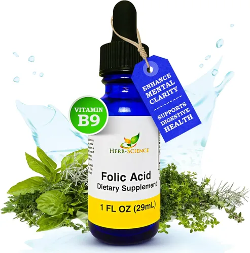 Miniatura 2 de Suplementos líquidos de vitamina B9 ácido fólico – VIT B gotas para el cerebro y la función digestiva, apoyo hepático – sin gluten, sin OMG, vegano