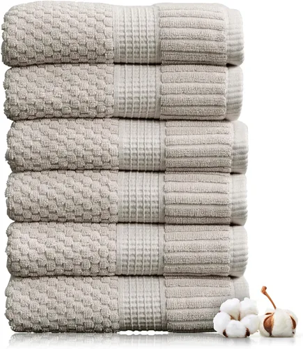 Miniatura 62 de NY Loft Juego de 4 toallas de baño 100% algodón, supersuaves y absorbentes, de secado rápido, 30 x 52 pulgadas, algodón texturizado y duradero