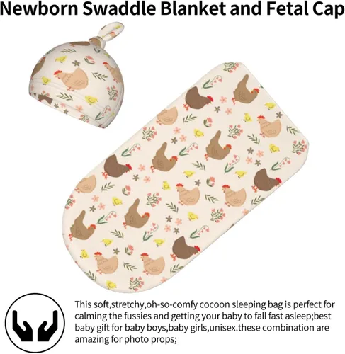 Miniatura 7 de Manta con estampado de pollo lindo con sombrero y lazo, saco de dormir de gallo, saco de envolver regalo de ducha, artículos divertidos para bebés
