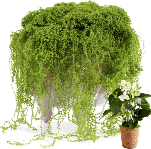 USMOLA Musgo falso para plantas en macetas de interior, musgo verde de 7 onzas para manualidades, decoración realista de césped sintético para Verde