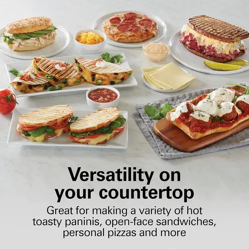 Miniatura 2 de Hamilton Beach Panini Press Sandwichera y Parrilla Eléctrica para Interiores con Tapa con Seguro, se Abre Completamente para Adaptarse a Cualquier