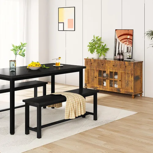 Miniatura 7 de AWQM Banco de mesa, par de 2, banco de comedor, marco de acero grueso, banco de madera, estilo industrial, para cocina y comedor, 12 pulgadas