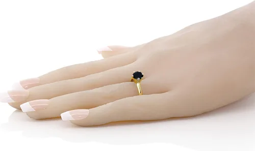Miniatura 22 de Anillo de compromiso solitario con piedra preciosa redonda de oro amarillo de 14 quilates de 0.236 in para mujer Ajuste clásico de 6 puntas