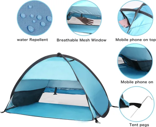 Miniatura 6 de Refugios para el sol de la playa, toldo emergente instantáneo, toldo automático para acampar, pesca, senderismo, picnic, refugio portátil