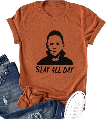 Yimoya Camiseta de Halloween de 1978 con diseño de calabaza para mujer, diseño vintage de película de terror Michael Myers