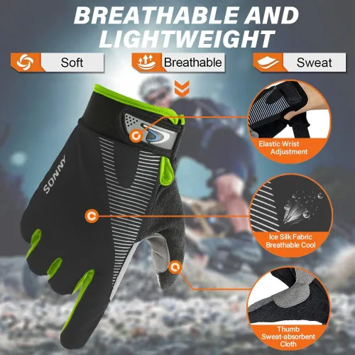 Miniatura 3 de FUDOSAN Guantes de ciclismo para pantalla táctil, guantes de entrenamiento para gimnasio, transpirables, antideslizantes, guantes de fitness