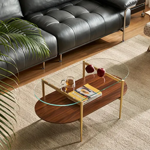 Miniatura 15 de Saint Mossi - Mesa de café moderna para sala de estar, mesa de café redonda de mediados de siglo, mesa central de 2 niveles para espacios pequeños