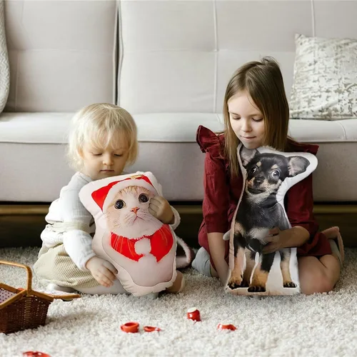Miniatura 5 de Almohada personalizada para mascotas con foto, almohada personalizada con forma de cuerpo, cabeza de perro, gato, almohada en forma 3D, impresión