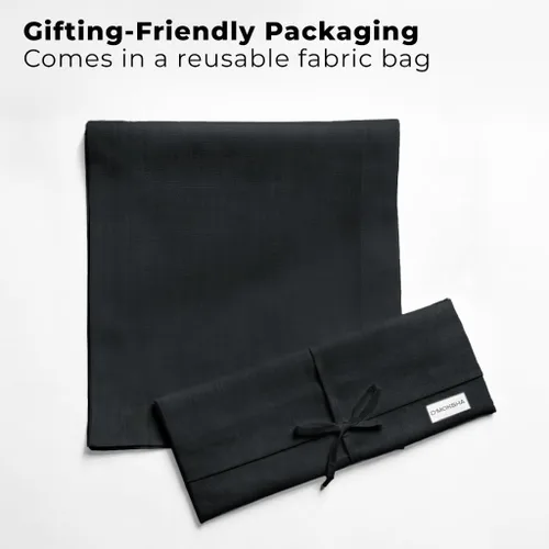 Miniatura 4 de Easy Linen™ by D'Moksha - Camino de mesa negro de 72 pulgadas de largo, resistente a las arrugas, lavable a máquina, 14 x 72 pulgadas para cómoda