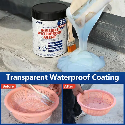Miniatura 6 de Sellador impermeable de 35 onzas, revestimiento impermeable transparente, a base de agua, agente impermeable invisible a base de agua para techo
