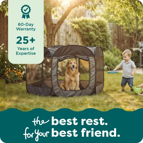 Miniatura 9 de Furhaven Corral Portátil para Perros Carpa para Gatos, Parque de Juegos para Mascotas, Perrera Plegable Interior Exterior Jaula con Cremallera