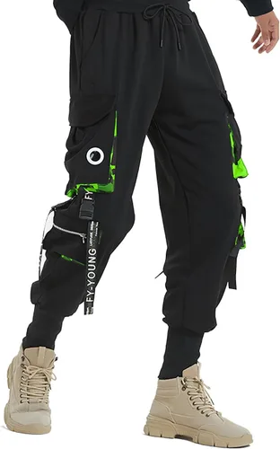 Miniatura 3 de Hello MrLin Pantalones deportivos para hombre, estilo punk, cargo, holgados, para hip hop, pantalones de harén, pantalones tácticos para atletismo