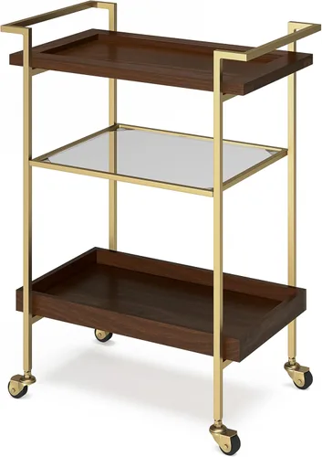 Miniatura 19 de SIMPLIHOME Simons - Carrito de barra de madera maciza de mango de 24 pulgadas de ancho, color natural, para sala de estar, comedor y cocina