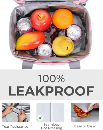 Miniatura 4 de Lonchera para Mujeres de Doble Nivel Aislada Bolsa de Almuerzo para Mujeres Expandible a Prueba de Fugas Reutilizable Bolsa Refrigeradora de Champán