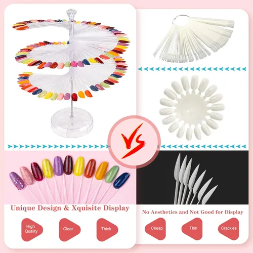 Miniatura 3 de Subay Palitos para muestras de uñas, 120 piezas de muestras de color transparente para esmalte de gel, palos de práctica de muestra en espiral