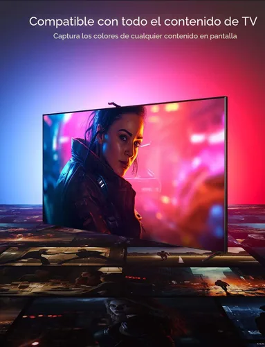 Miniatura 4 de Govee Envisual - Retroiluminación LED T2 para TV con cámaras duales, tira de luces LED RGBIC Wi-Fi de 11.8 pies para televisores de 55 a 65