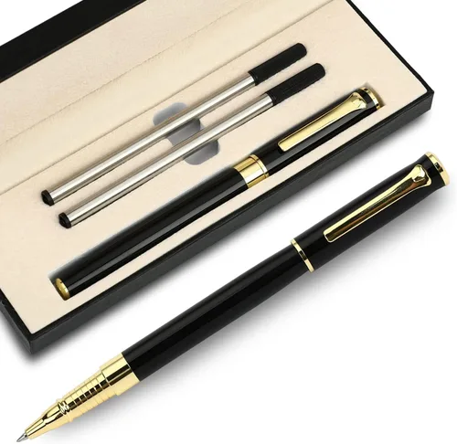 YIVONKA Bolígrafo de lujo, línea de recambio negra, ancho de 0.02 pulgadas, el mejor regalo de bolígrafo de oficina para hombres y mujeres, Negro