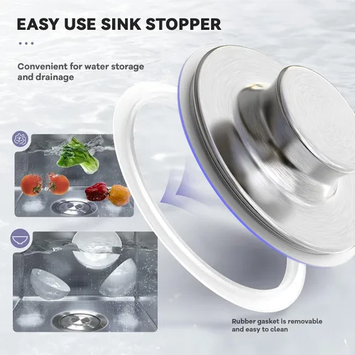 Miniatura 5 de KONE Brida extendida de eliminación de basura con colador y tapón, brida de fregadero extendida de acero inoxidable 304 profundo para drenaje