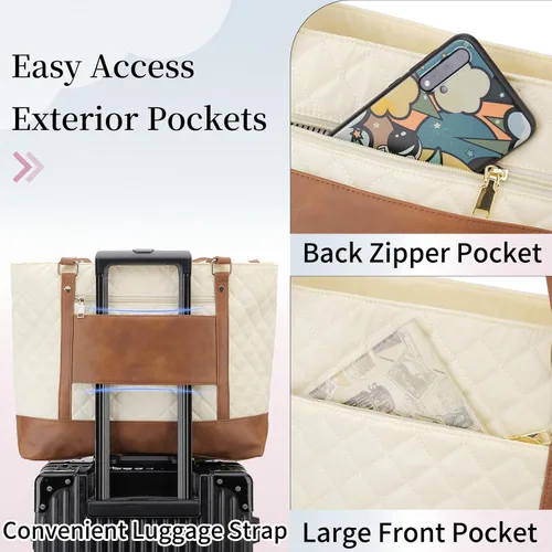 Miniatura 5 de VONXURY - Bolsa de mano para laptop para mujer, bolsa de hombro para computadora de 15.6 pulgadas, bolsa de trabajo para profesores, bolsa de viaje