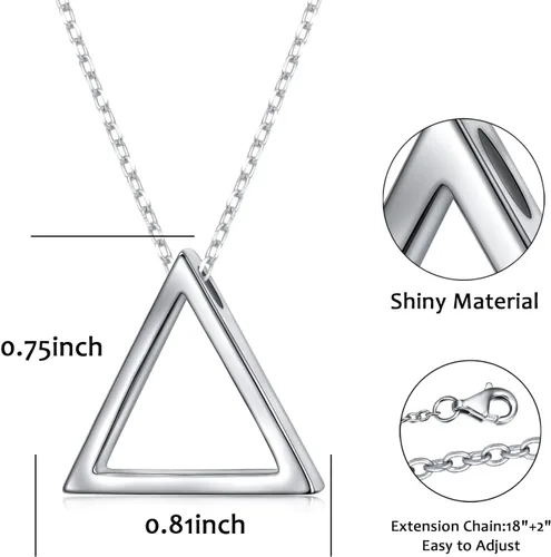 Miniatura 6 de DAOCHONG Collar de plata de ley 925 con formas geométricas, triángulorectángulorombocírculo, collar con colgante para mujer