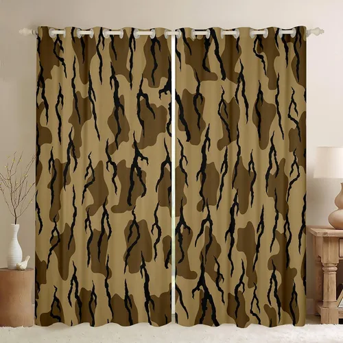 Miniatura 7 de Cortinas de camuflaje rústicas de camuflaje para dormitorio, sala de estar, decoración de cabaña, caza, ejército, negro, verde, aislamiento térmico