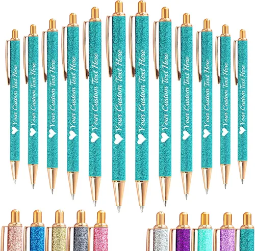 Miniatura 69 de Hasta 100 bolígrafos personalizados a granel con nombre, bolígrafo con purpurina personalizable, logotipo de negocios, mensaje de texto, regalo