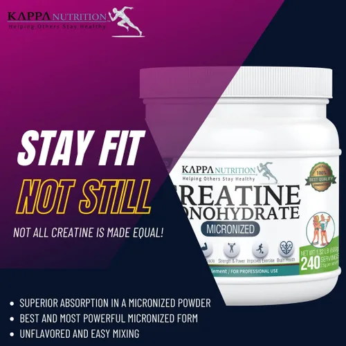 Miniatura 5 de Kappa Nutrition Monohidrato de creatina en polvo, fórmula de aminoácidos puros, apoya la fuerza muscular, la energía celular y el enfoque mental*