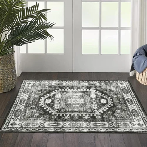 Miniatura 14 de FairOnly Alfombra bohemia lavable de 2 x 6 pies, estilo vintage, envejecida, tribal, antideslizante, no desprende pelusa, suave, plegable, alfombra
