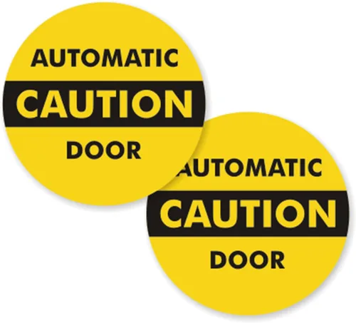 Miniatura 2 de SmartSign, calcomanía para vidrio de doble cara con leyenda "Caution: Automatic Door 2-Sided Message", círculo de 6 pulgadas de diámetro