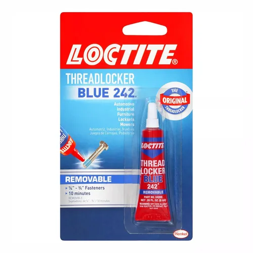 Loctite Threadlocker Azul 242 - Adhesivo de fijación de roscas removible para tuercas, pernos y sujetadores, adhesivo para tornillos de resistencia